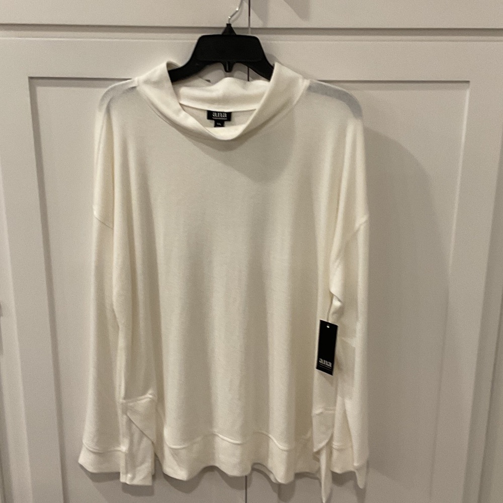 a.n.a Cream Mock Neck Top